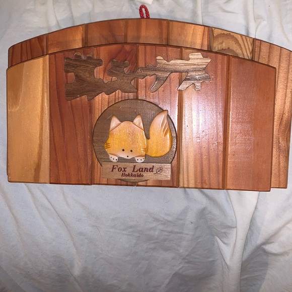 Fox Land Hokkaido Japan Wooden Souvenir
